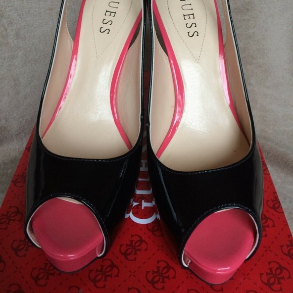 Slingback Peep Toe Pumps Shoes Neon Color Block 8 - Picture 2 of 12